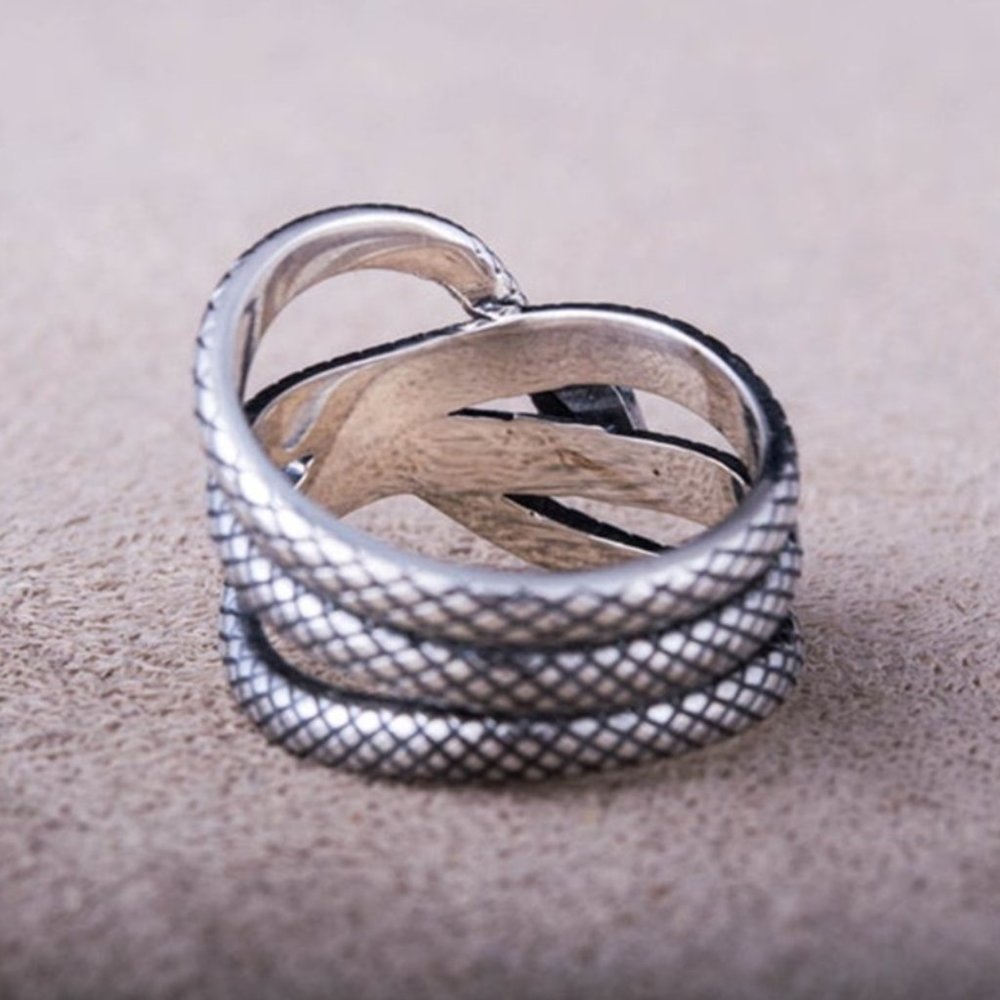 🎁Trendy Multi Layer Snake Vintage Carved Silver Fashion Ring Women, UNVN12123 - Picture 6 of 7